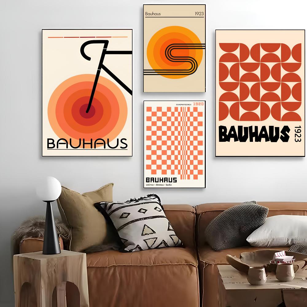Home.Cinema Orange - Abstract Oranje Bauhaus-S Geometrisch Schilderij Kalligrafie