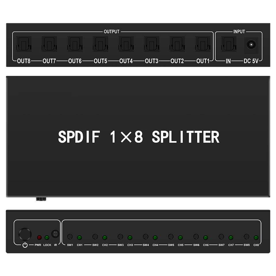 Home Cinema Sound System - Optische Audio Splitter,1 In 8 Uit
